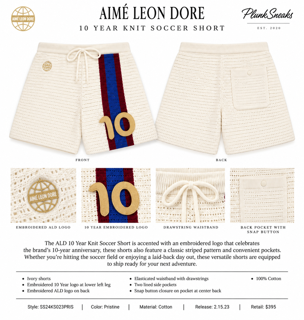 Aime Leon Dore 10 Year Anniversary Knit Soccer Short Sandrift 2023