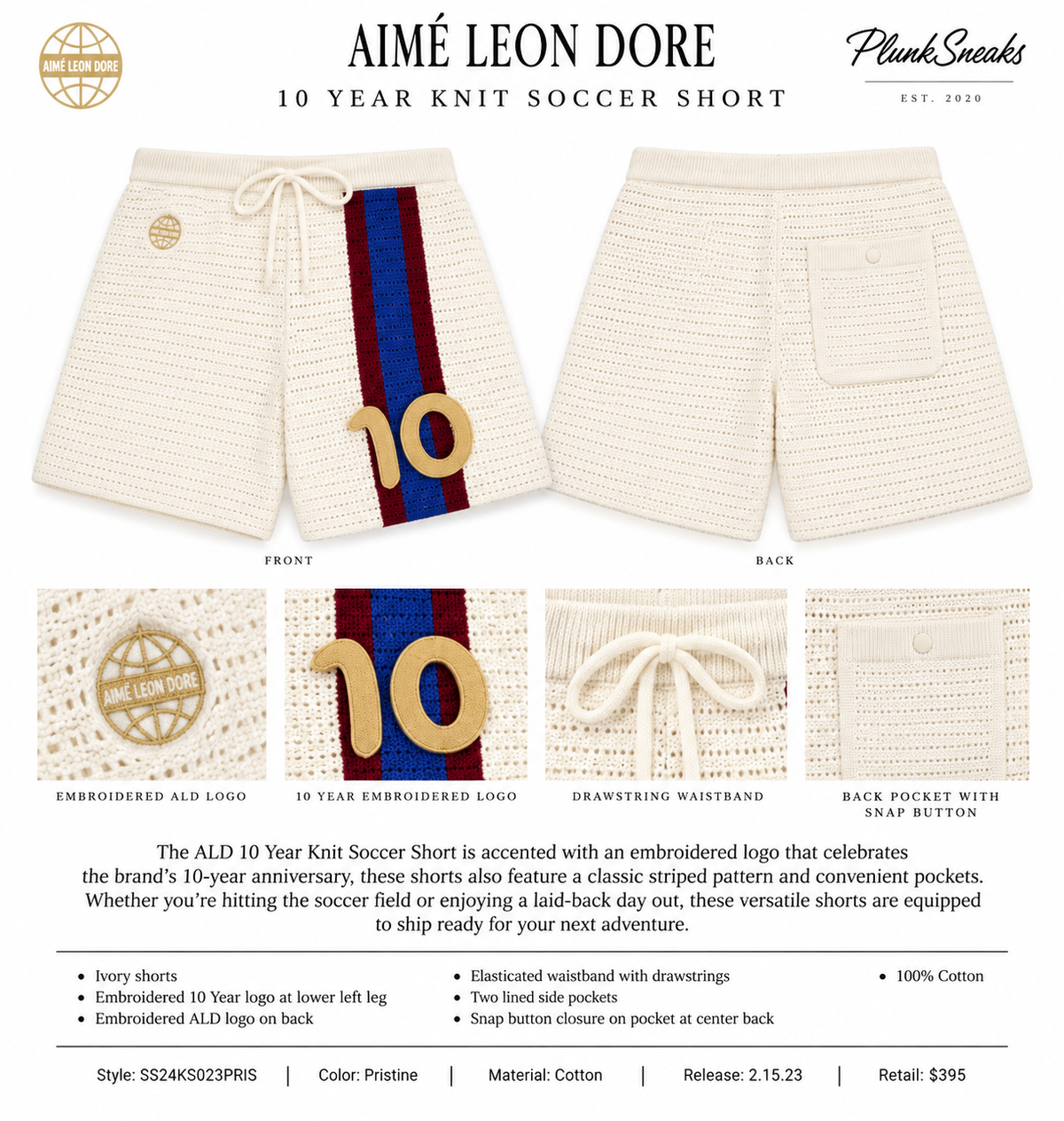 Aime Leon Dore 10 Year Anniversary Knit Soccer Short Sandrift 2023