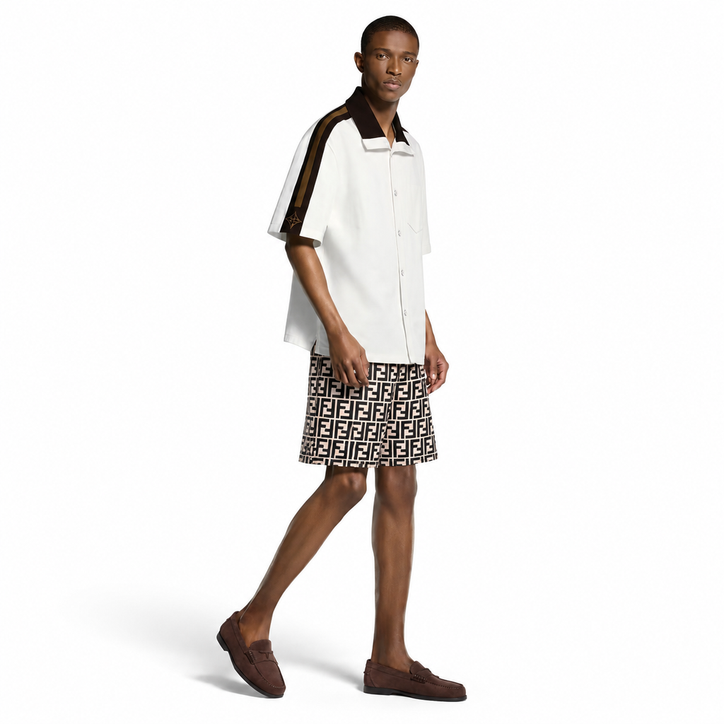 Mr Remade Fendi-Inspired Mesh Monogram Shorts Cream 2021 (USED)