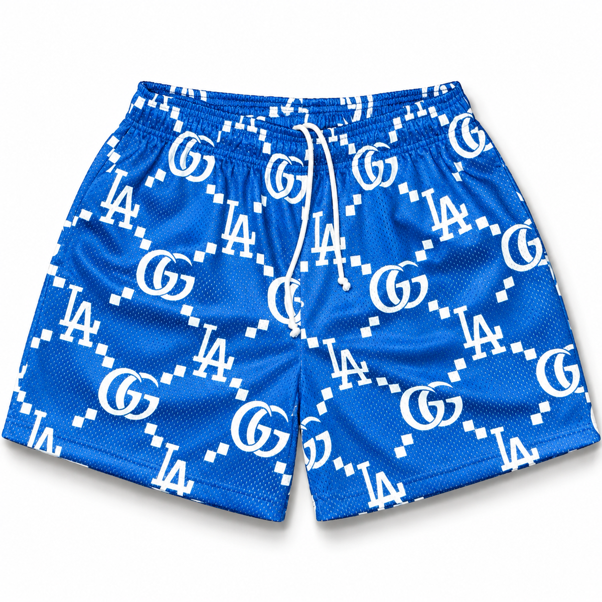 Bravest Studios Los Angeles Dodgers Gucci-Inspired Mesh Monogram Shorts Royal Blue 2022