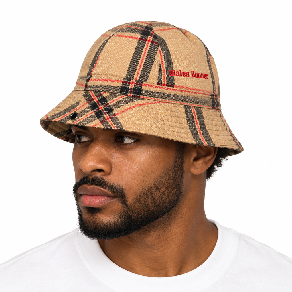 adidas Originals Wales Bonner WB Bucket Hat Check Jacquard Beige 2024 (USED)