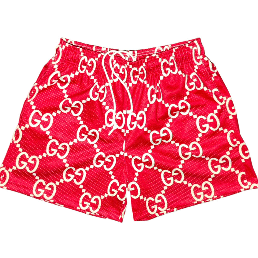 Bravest Studios Gucci-Inspired Mesh Monogram Shorts Red 2021 (USED)