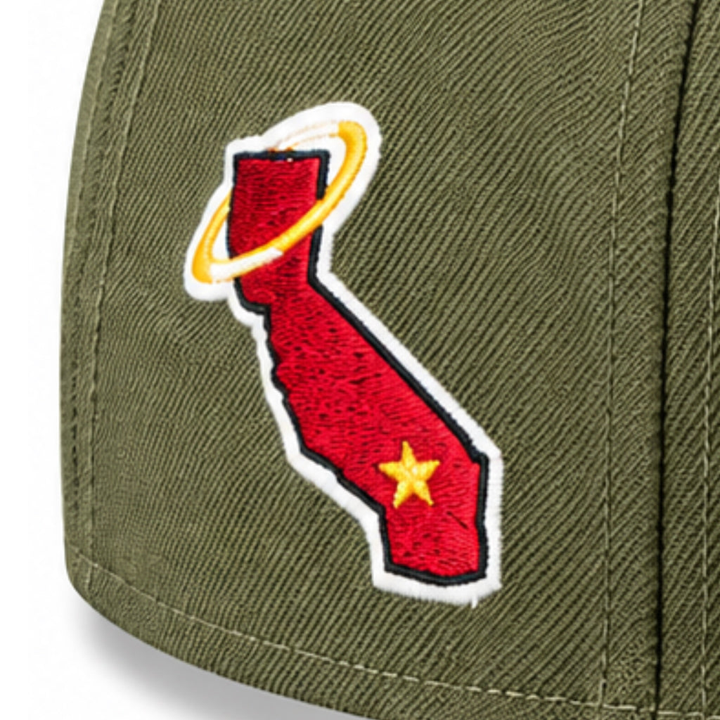 Hat Club New Era California Angels 59FIFTY Fitted Hat Olive Red 2022
