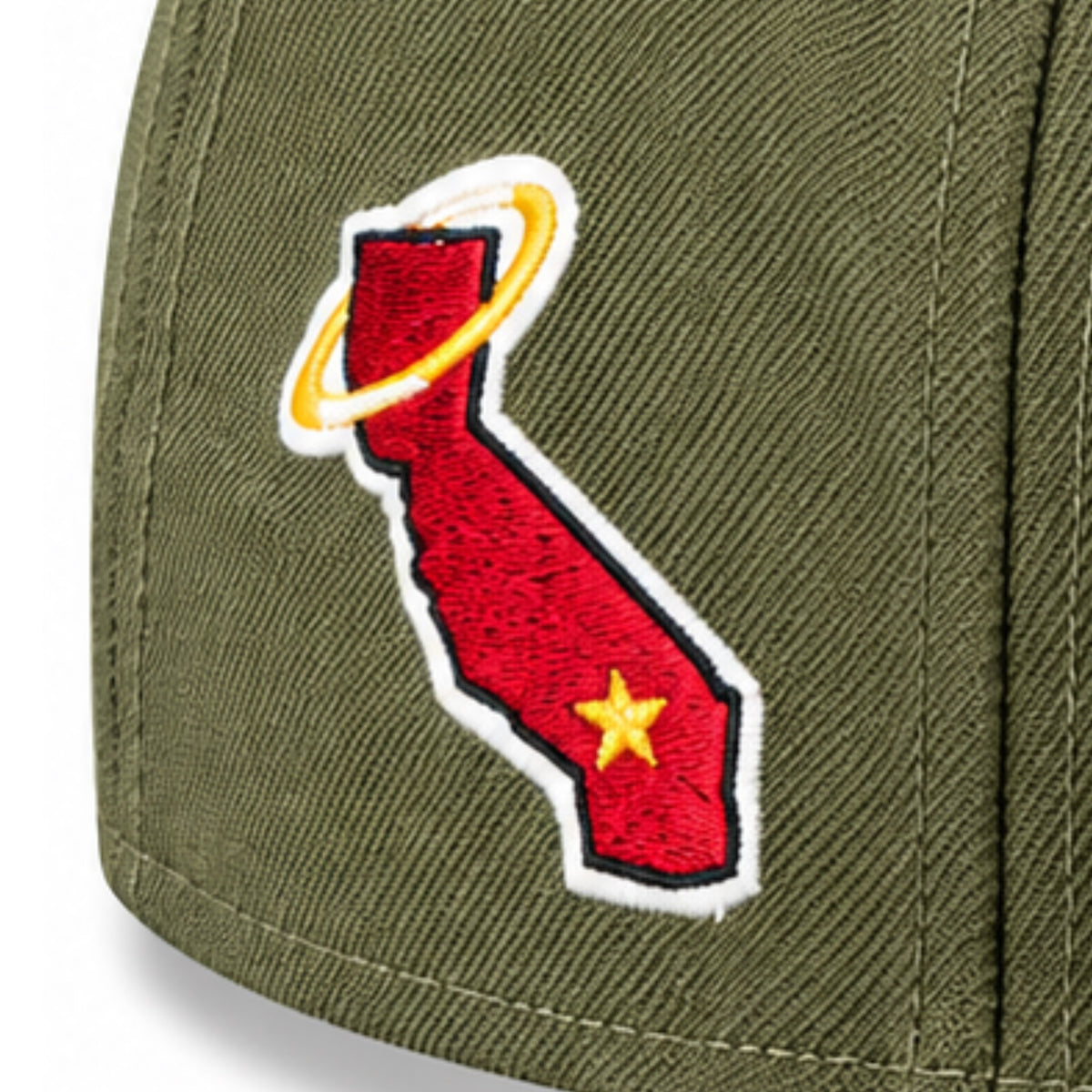 Hat Club New Era California Angels 59FIFTY Fitted Hat Olive Red 2022