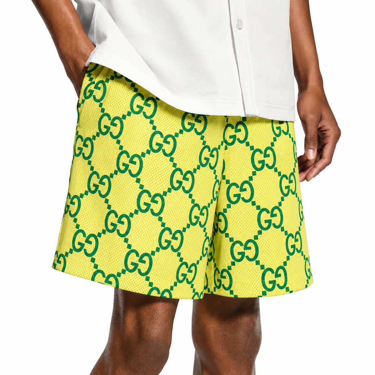Bravest Studios Gucci-Inspired Mesh Monogram Shorts Sprite 2021 (USED)