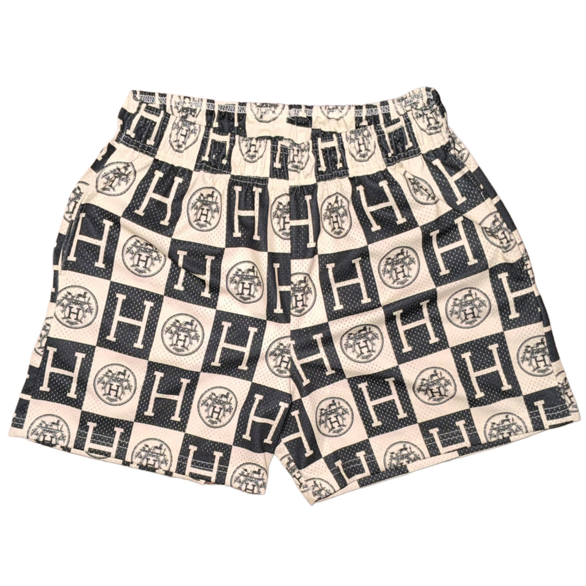 Bravest Studios Hermès-Inspired Mesh Monogram Shorts Cream Black 2022 (USED)