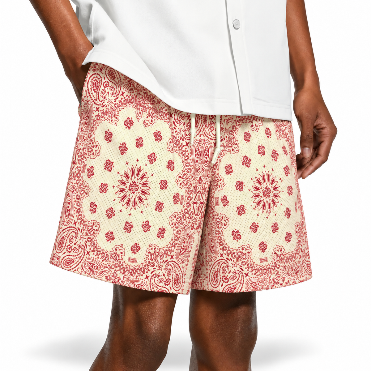 Bravest Studios Bandana Mesh Shorts Cream Red 2022 (USED)