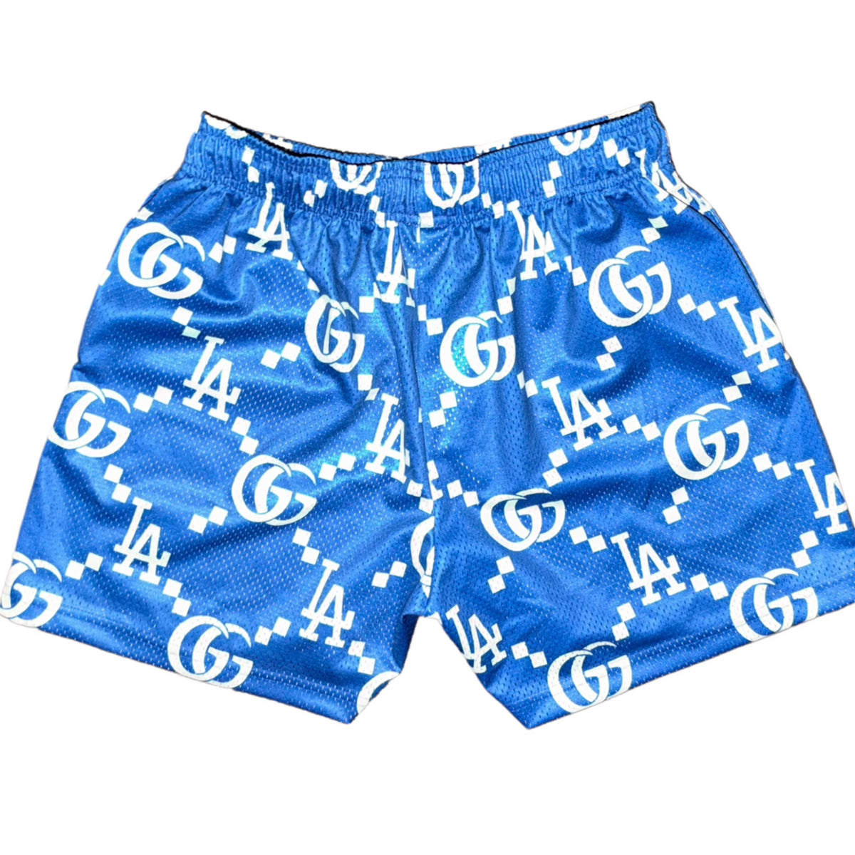 Bravest Studios Los Angeles Dodgers Gucci-Inspired Mesh Monogram Shorts Royal Blue 2022
