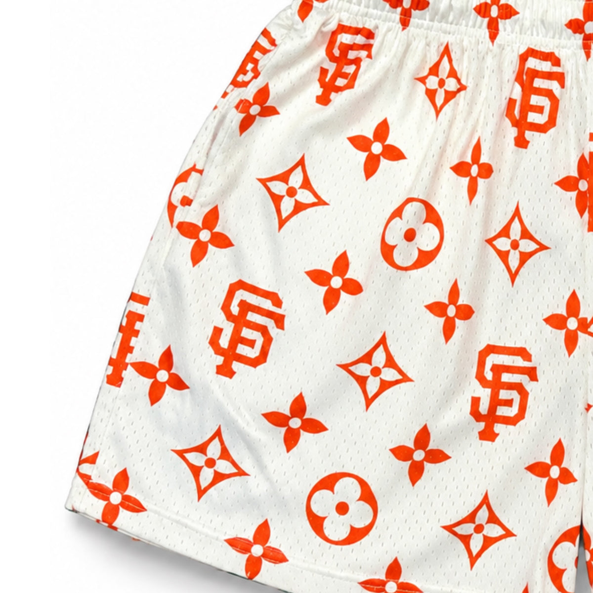 Bravest Studios San Francisco Giants Louis Vuitton-Inspired Mesh Monogram Shorts Cream 2021