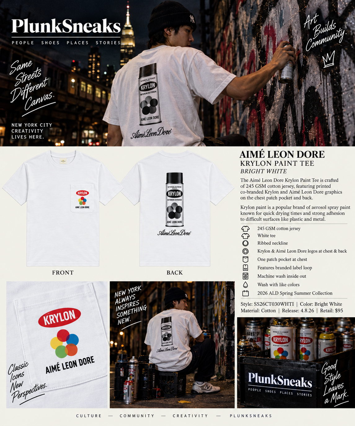 Aimé Leon Dore Krylon Paint Pocket Tee Bright White 2026