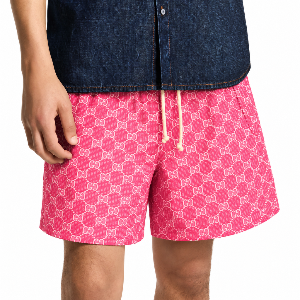 Bravest Studios Gucci-Inspired Mesh Monogram Shorts Pink 2020 (USED)