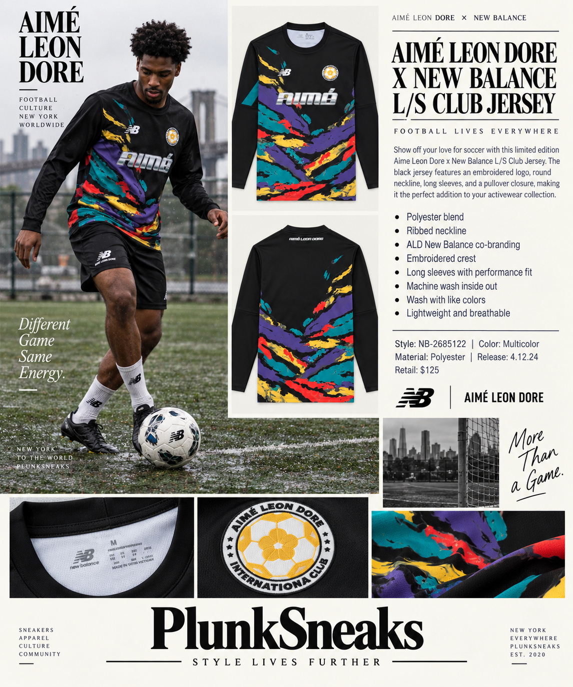 Aime Leon Dore New Balance Club Long Sleeve Jersey Black 2024