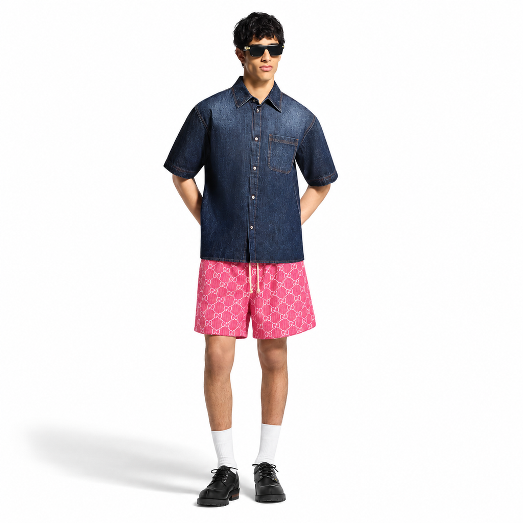 Bravest Studios Gucci-Inspired Mesh Monogram Shorts Pink 2020 (USED)