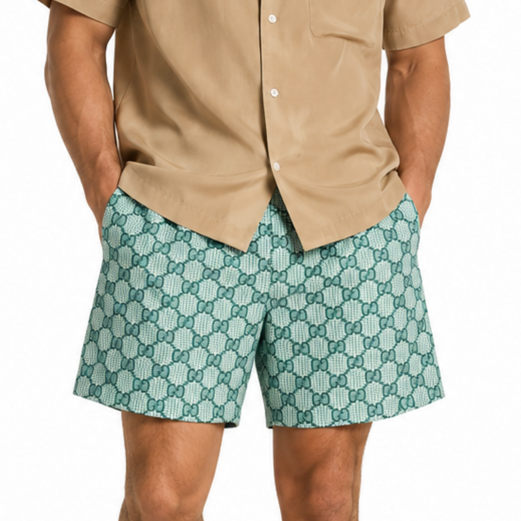 Bravest Studios Gucci-Inspired Mesh Monogram Shorts Mint 2020 (USED)