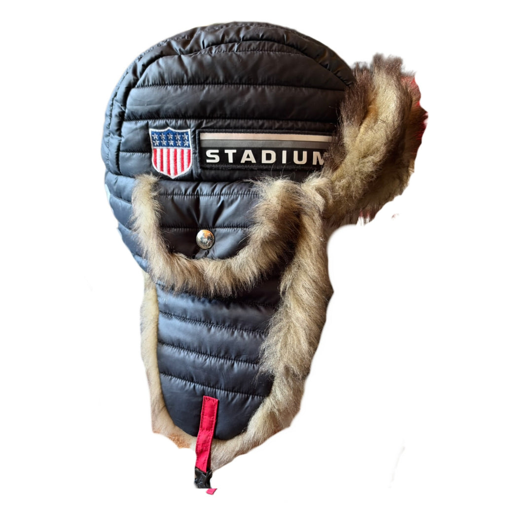 Polo Ralph Lauren Winter Stadium 1992 Earflap Hat Black Tan 2018 (USED)