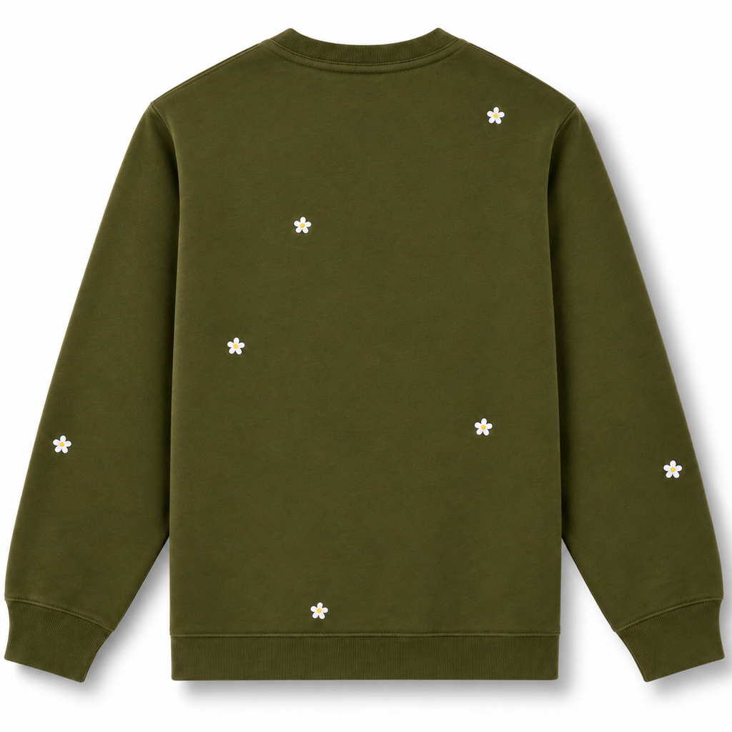 Aimé Leon Dore Floral Embroidered Crewneck Olive 2024 (USED)