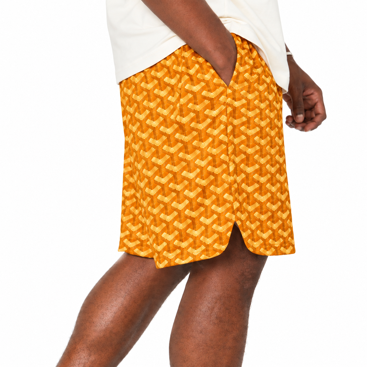 Mr Remade Goyard-Inspired Mesh Monogram Shorts Golden Yellow 2021 (USED)
