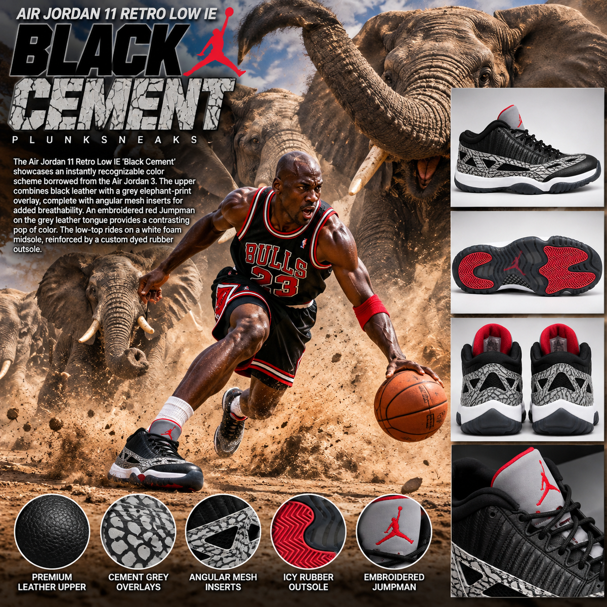 Air Jordan 11 IE Retro Black Cement Custom 2011 (USED)