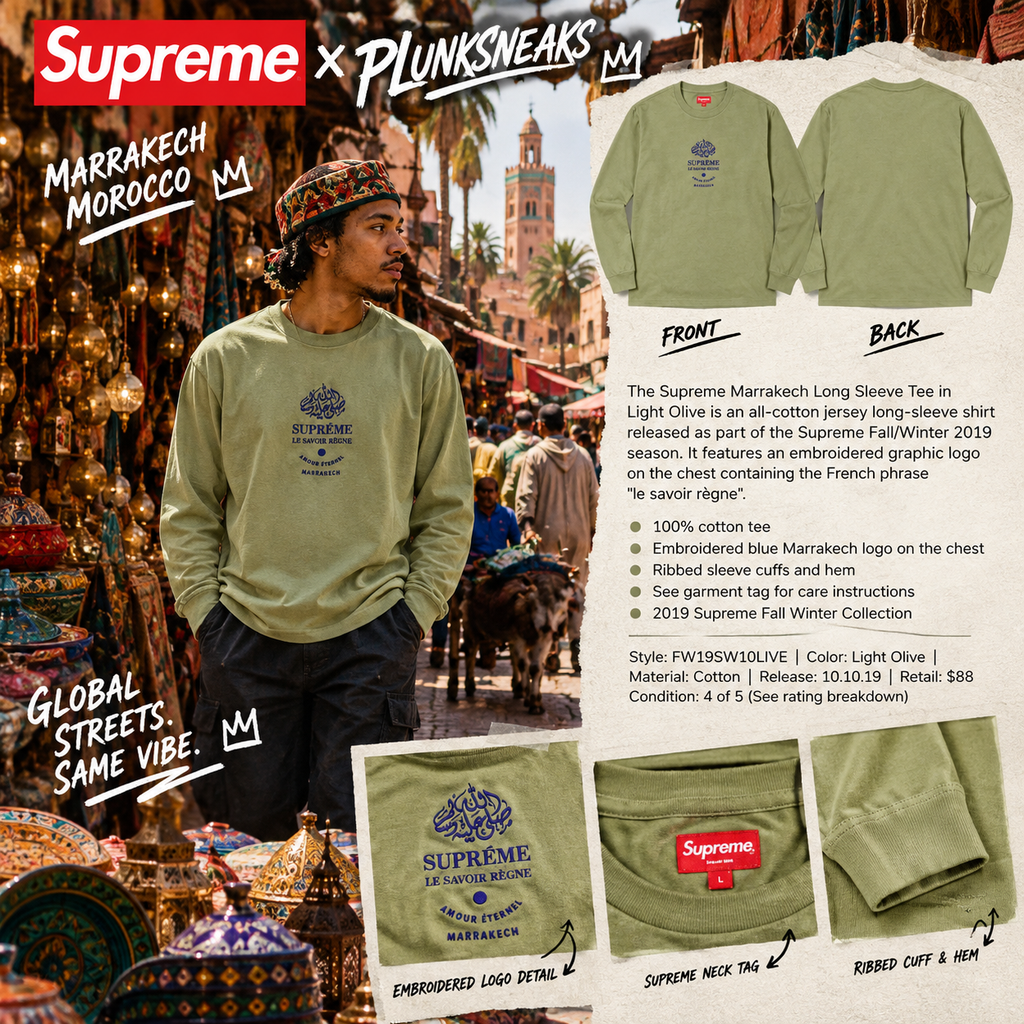 Supreme Marrakech Long Sleeve Tee Olive 2019 (USED)