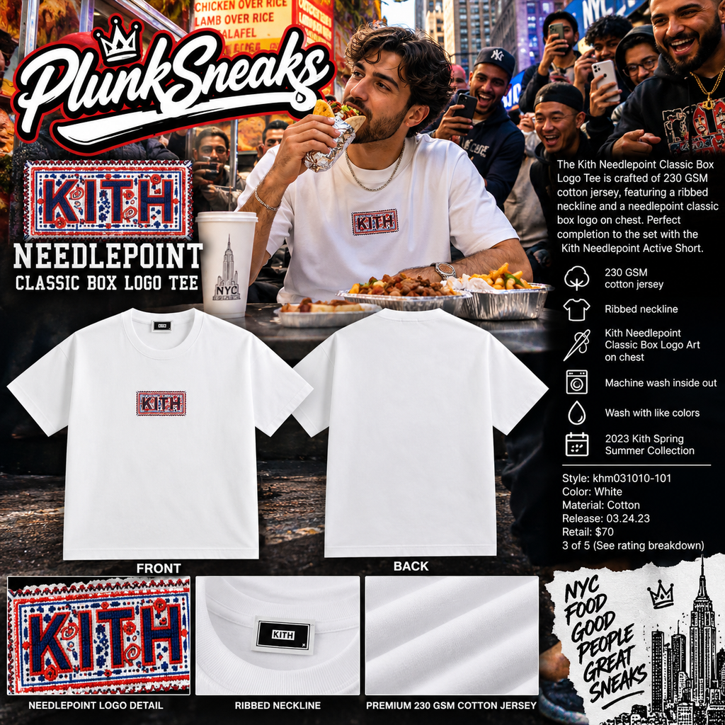 Kith Needlepoint Classic Box Logo Tee White 2023 (USED)
