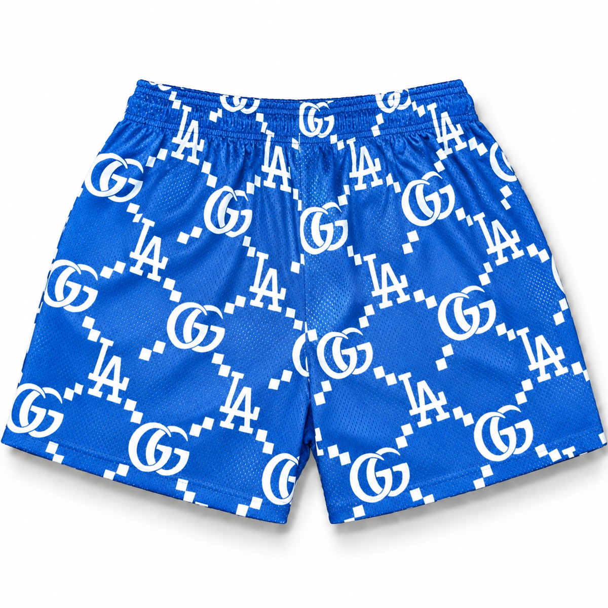Bravest Studios Los Angeles Dodgers Gucci-Inspired Mesh Monogram Shorts Royal Blue 2022
