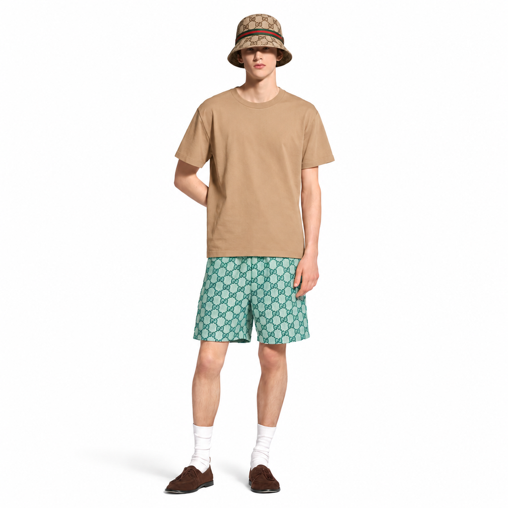 Bravest Studios Gucci-Inspired Mesh Monogram Shorts Mint 2020 (USED)