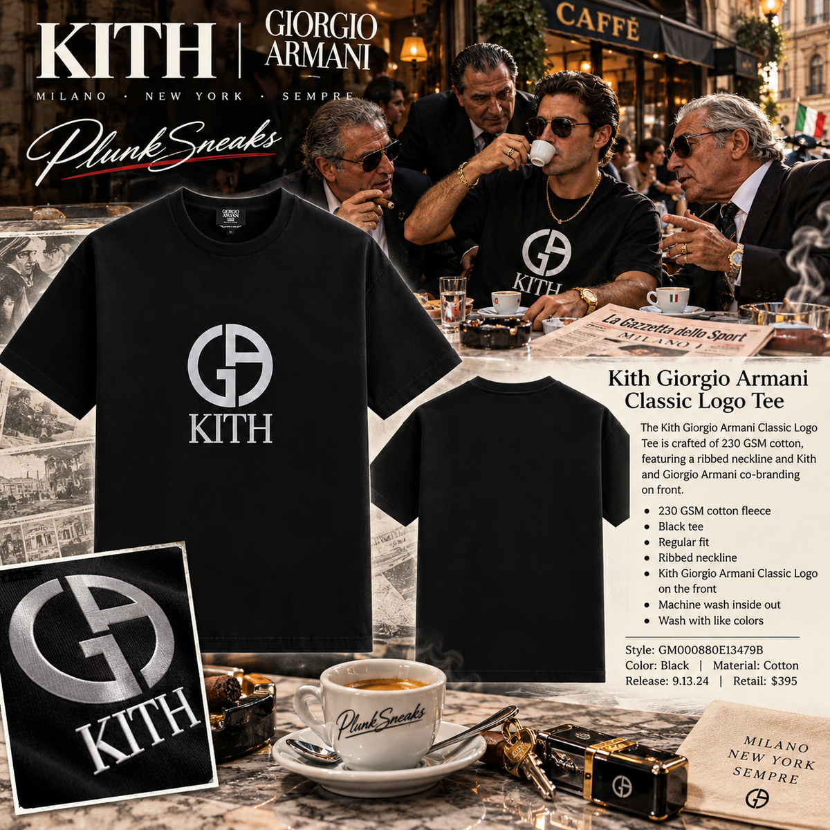 Kith Giorgio Armani Classic Logo Tee Black 2024