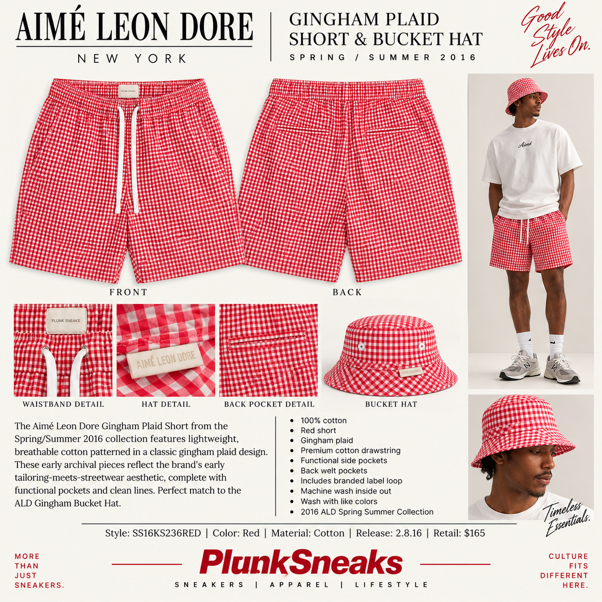 Aime Leon Dore Gingham Plaid Short Red 2016 (USED)