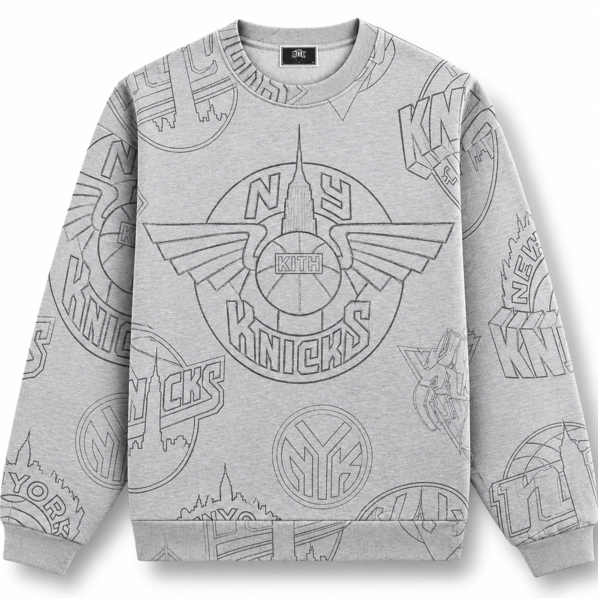 Kith for the New York Knicks Sketched Nelson Crewneck Light Heather Grey 2024