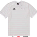 Supreme Umbro Stripe Soccer Jersey White Pink 2025 (USED)