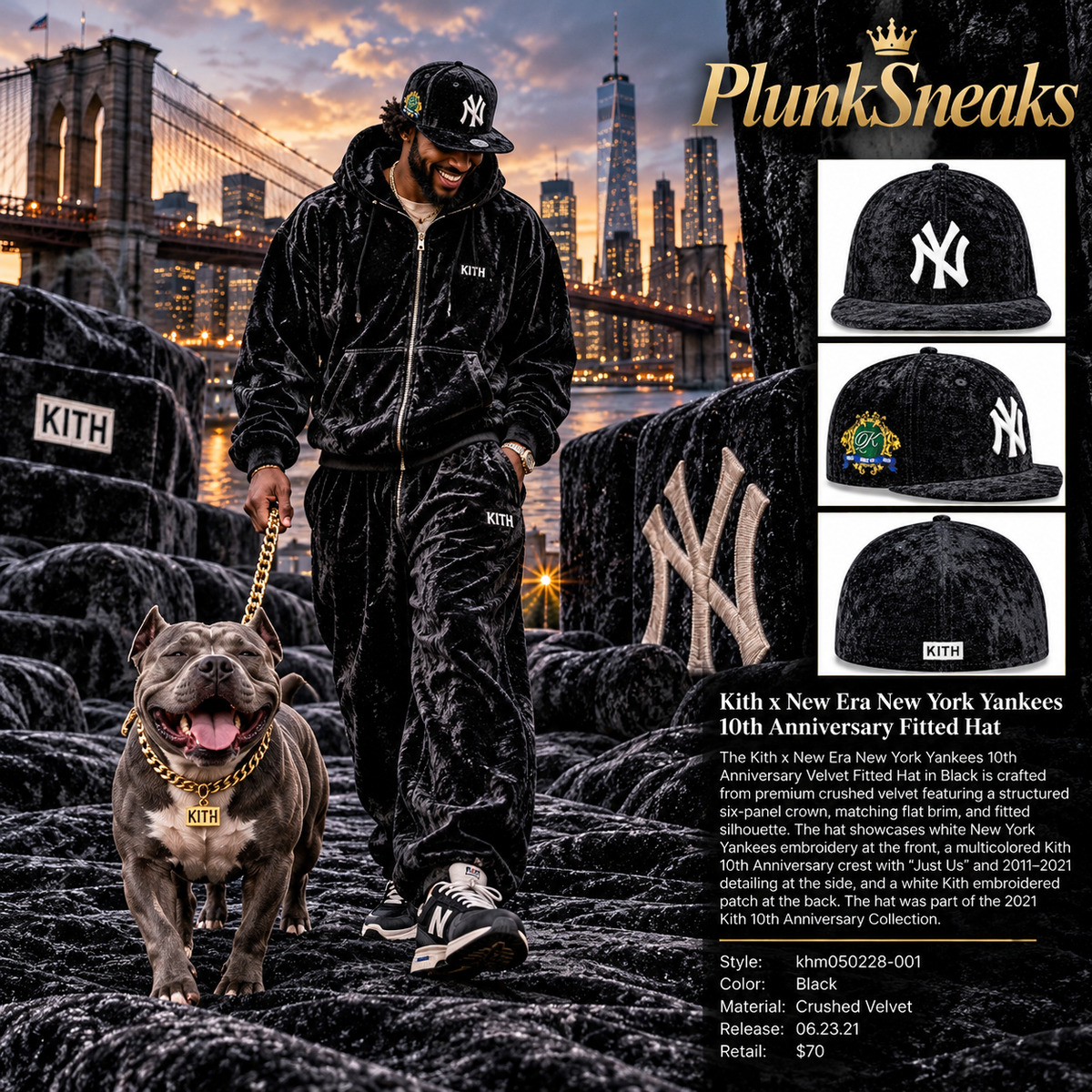 Kith New Era New York Yankees 10th Anniversary Velvet Fitted Hat Black 2021 (USED)