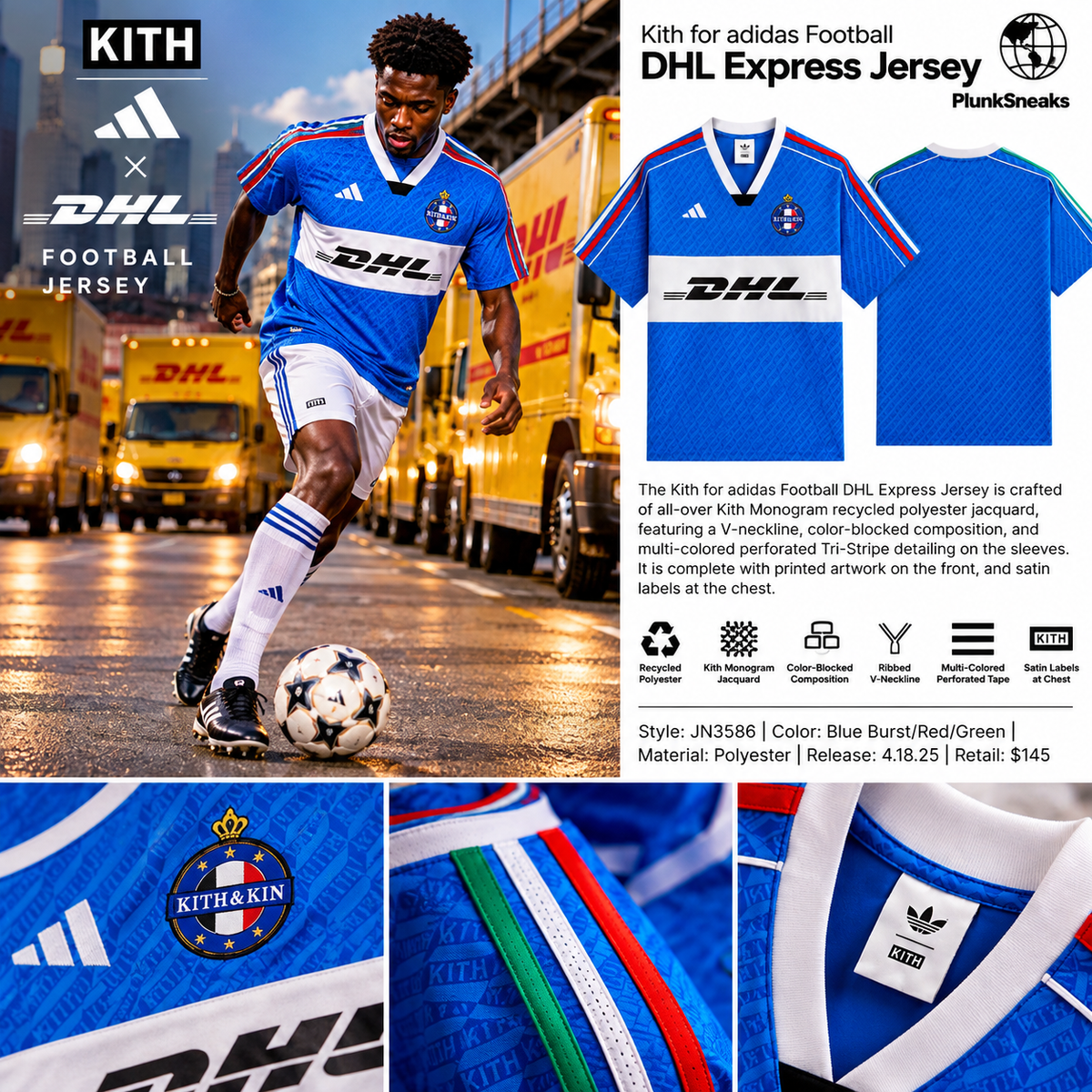Kith for adidas DHL Soccer Uniform Jersey Blue Burst 2025