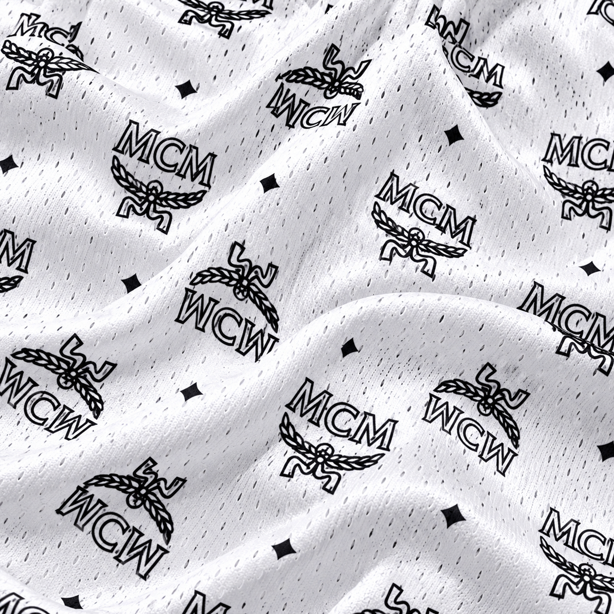 Mr Remade MCM-Inspired Mesh Monogram Shorts White 2021 (USED)