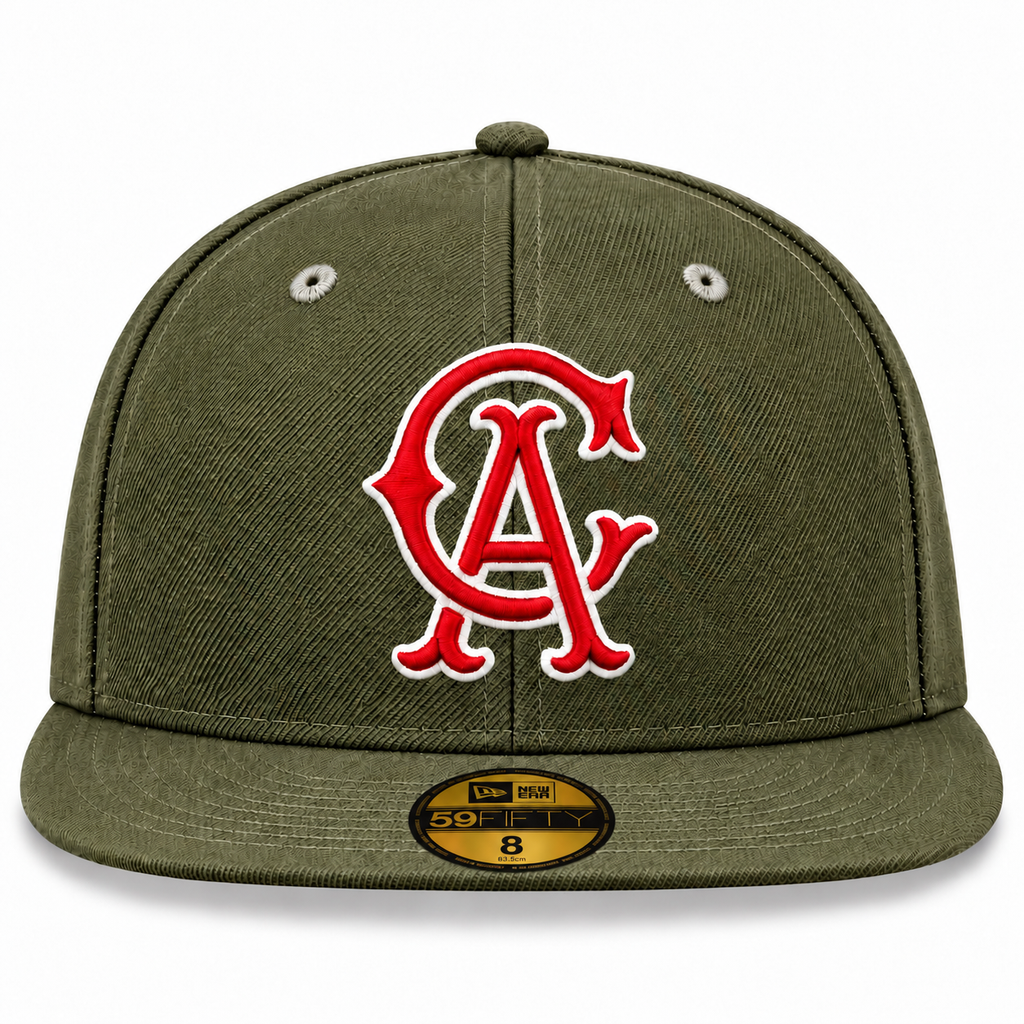 Hat Club New Era California Angels 59FIFTY Fitted Hat Olive Red 2022