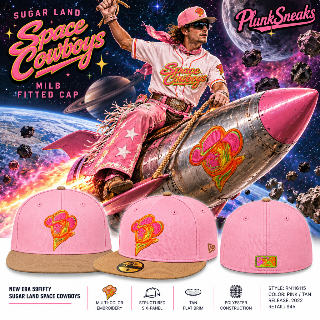 New Era MiLB Sugar Land Space Cowboys 59FIFTY Sherbet Collection Fitted Hat Pink Tan 2022