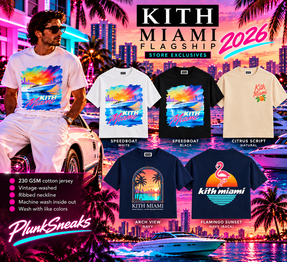 Kith Miami Citrus Vintage Tee Sandrift | Store Exclusive 2026