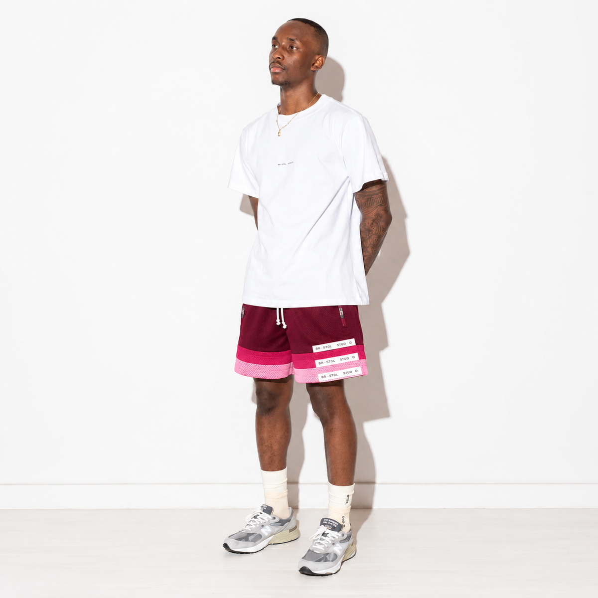 Bristol Studio Triple Hem Shorts Maroon Violet Pastel Pink 2022 (USED)