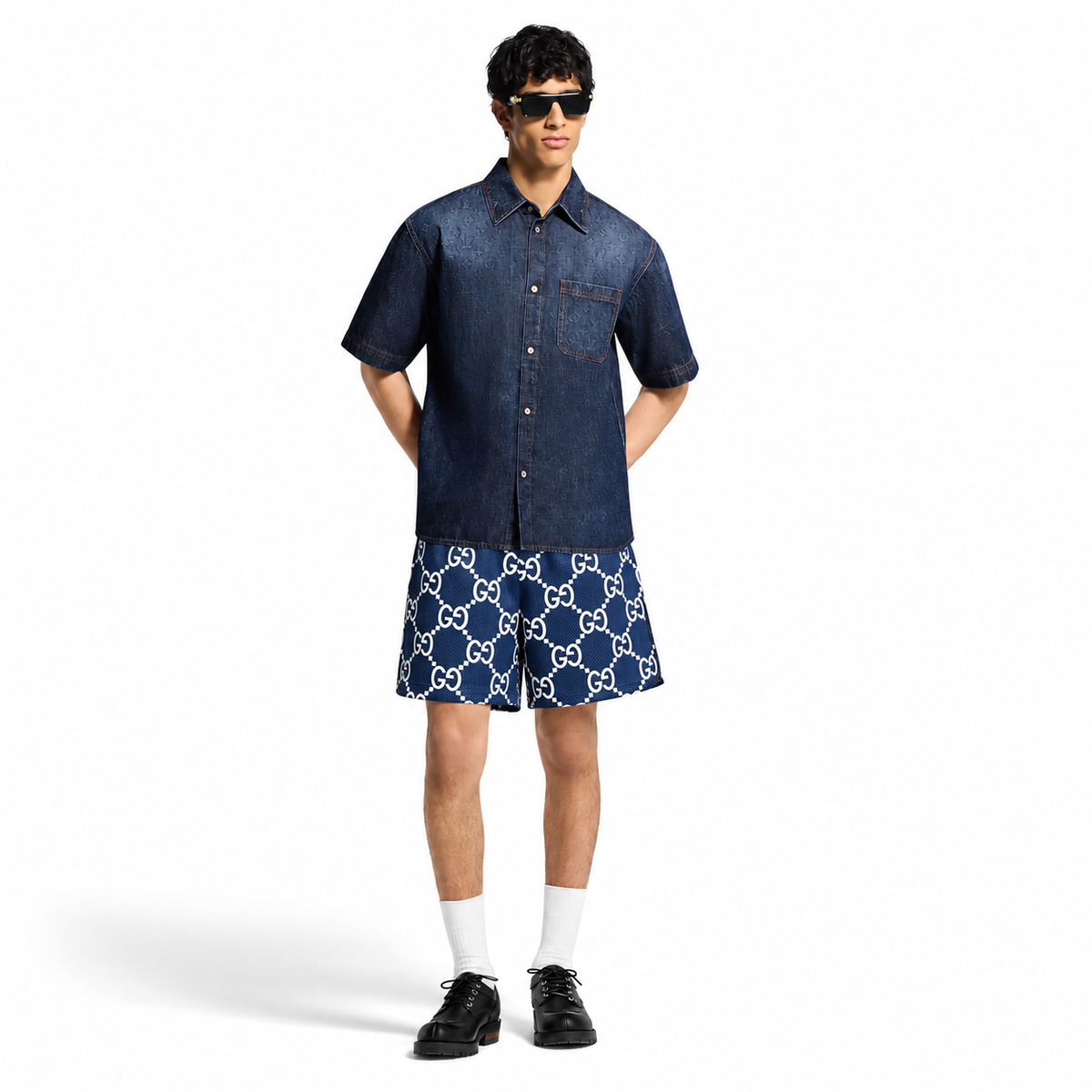 Bravest Studios Gucci-Inspired Mesh Monogram Shorts New York Yankees 2022 (USED)