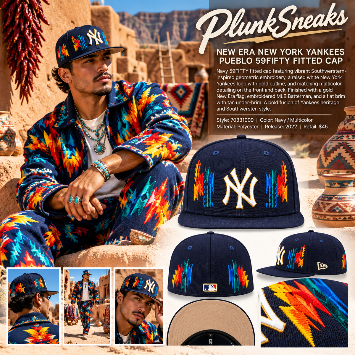 New Era New York Yankees Pueblo 59FIFTY Fitted Hat Navy 2022 (USED)
