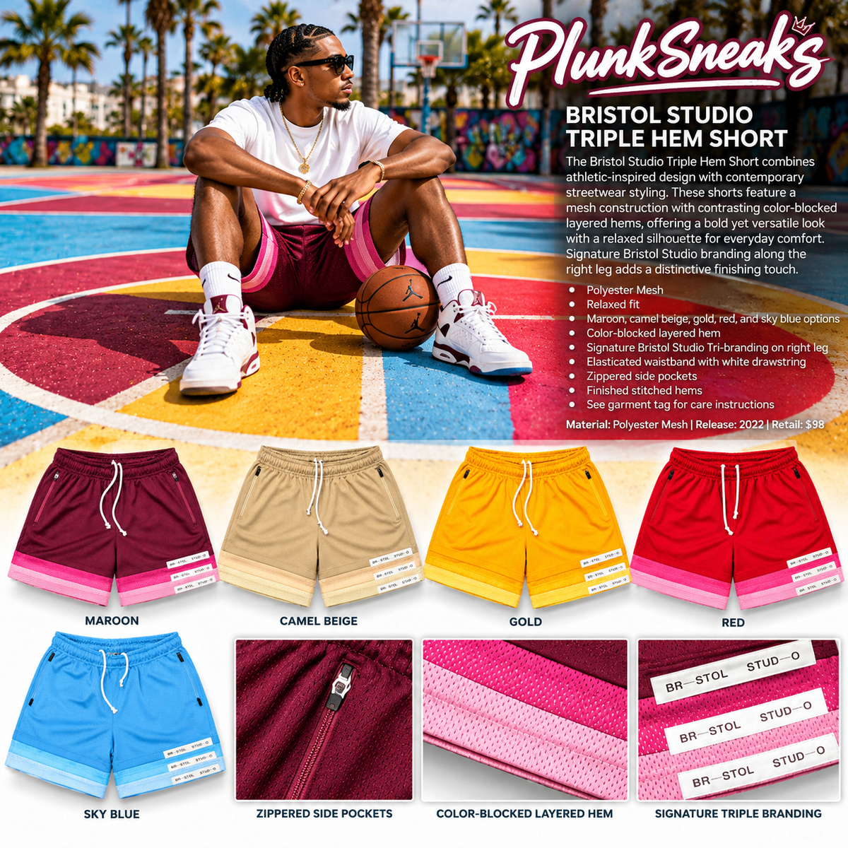 Bristol Studio Triple Hem Shorts Camel Sand Cream 2022 (USED)