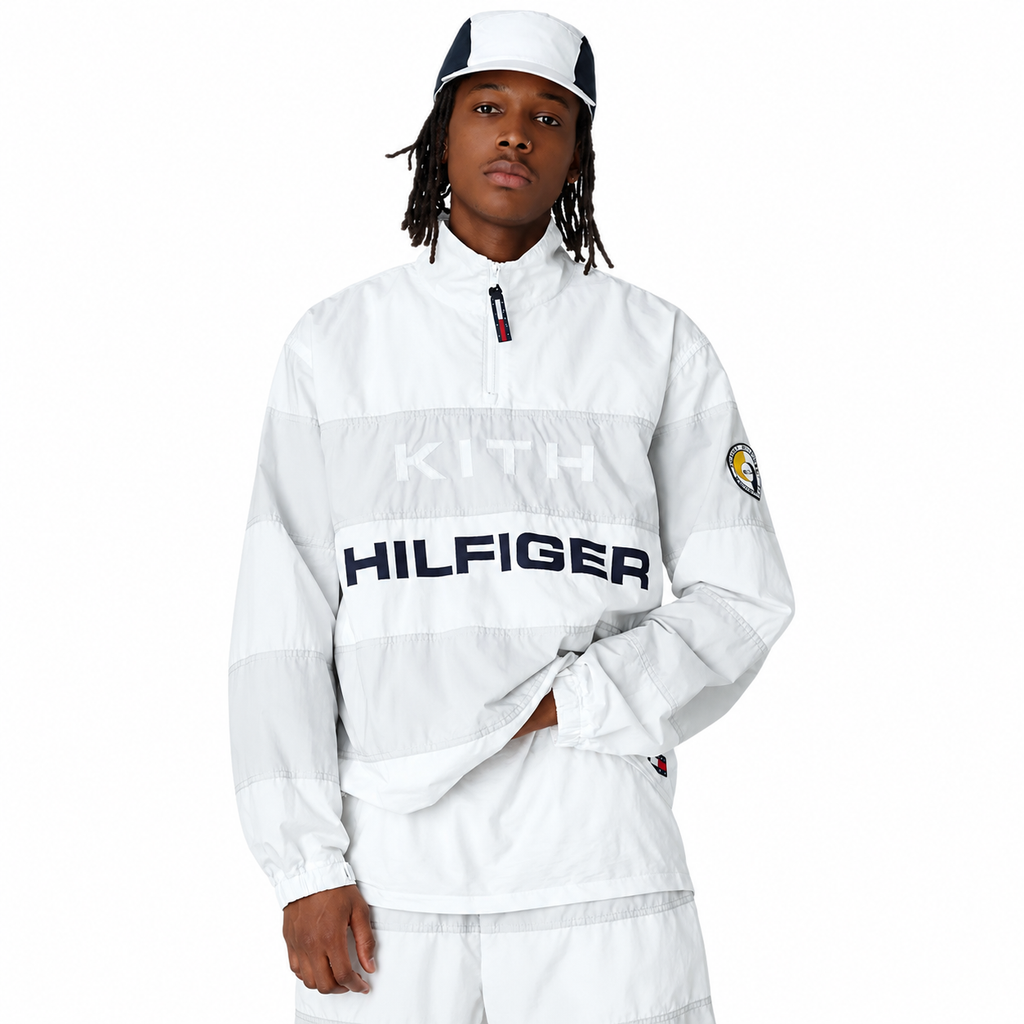 Kith x Tommy Hilfiger Stripe Woven Pullover Jacket White Grey 2019 (USED)