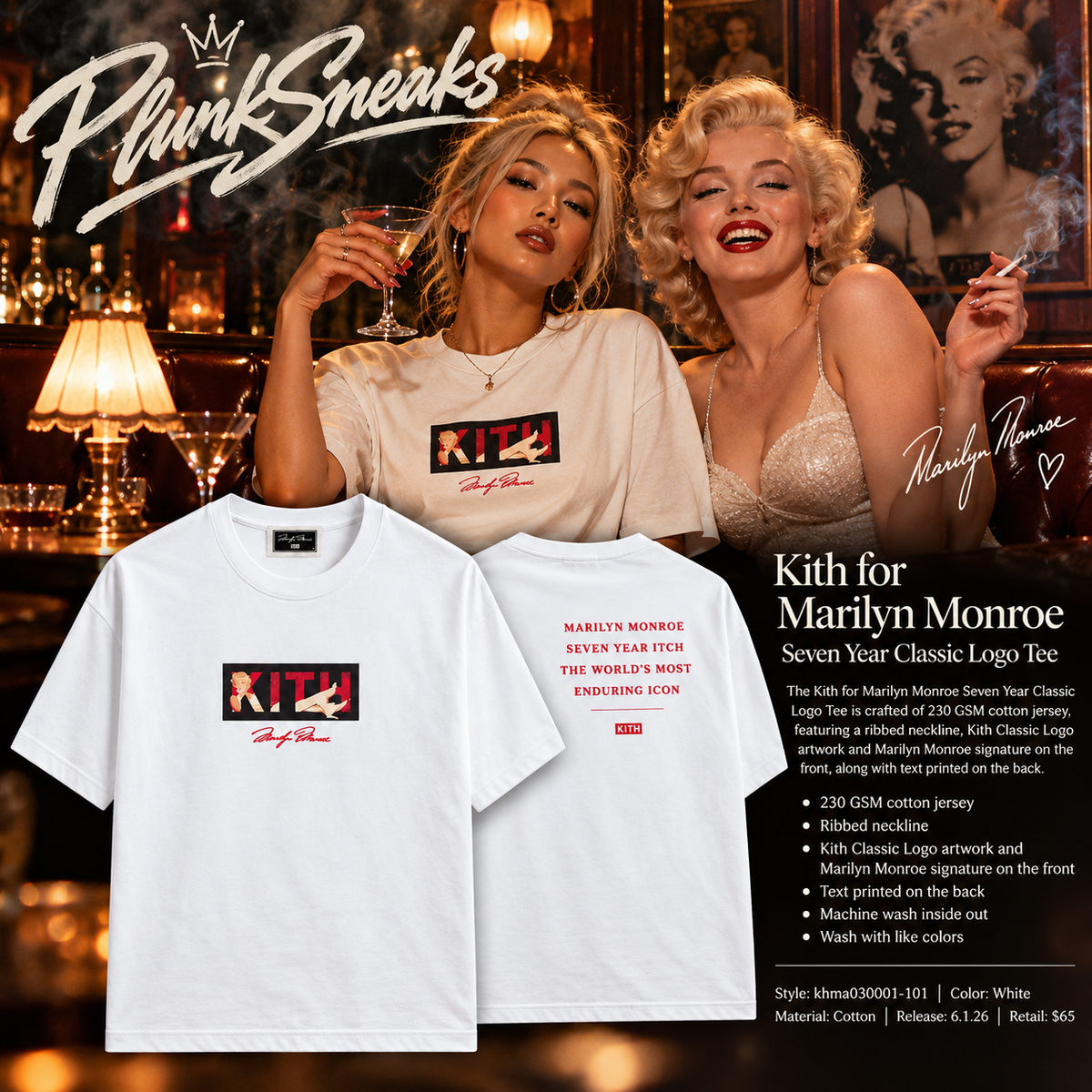 Kith for Marilyn Monroe Seven Year Classic Logo Tee White 2026