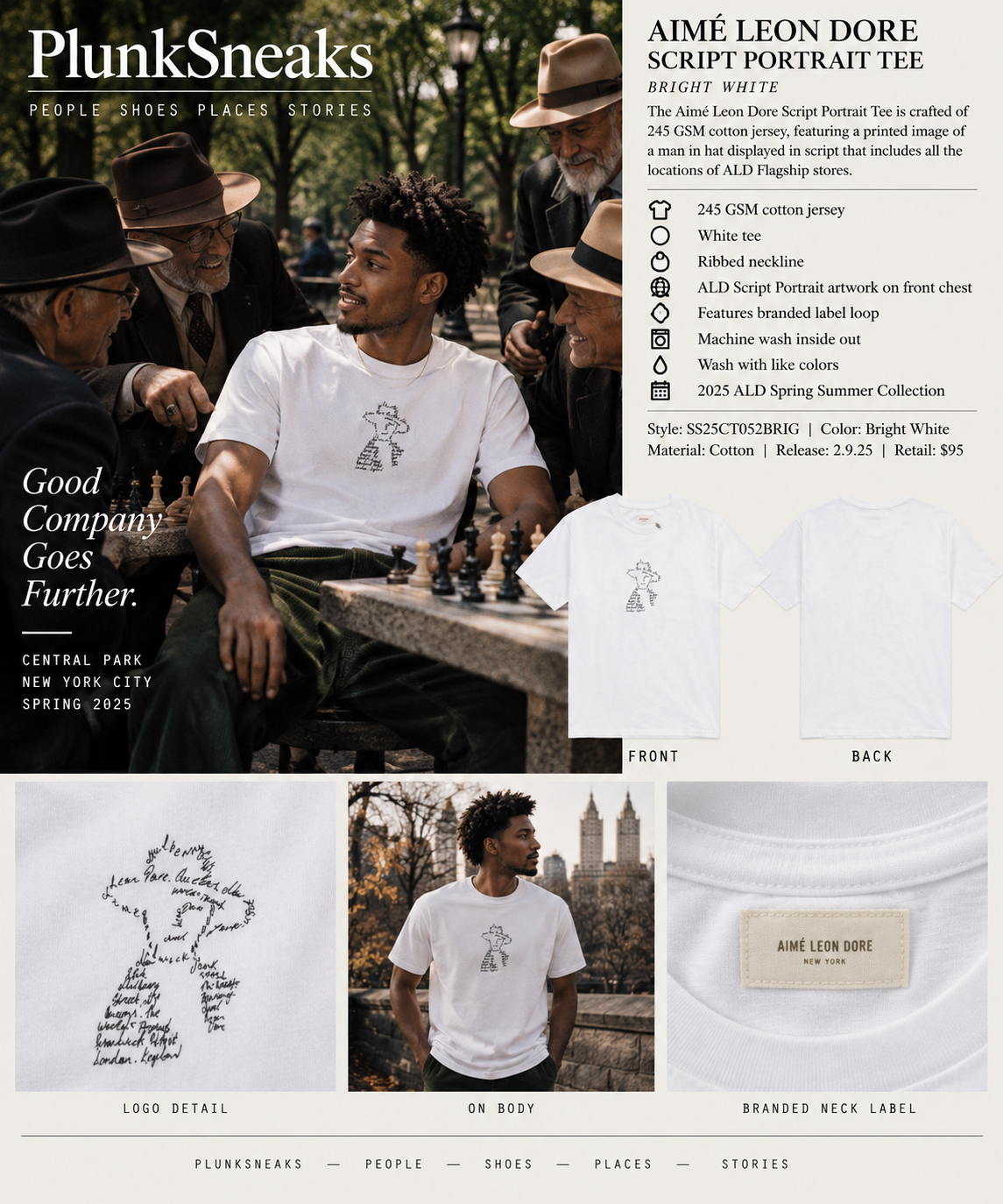 Aimé Leon Dore Script Portrait Tee Bright White 2025 (USED)