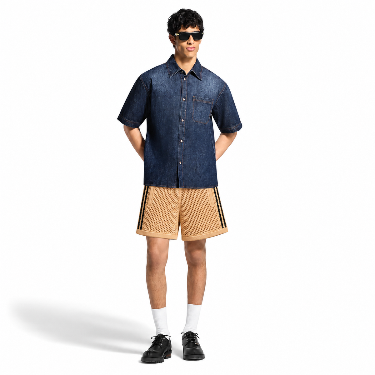 adidas Originals x CLOT Edison Chen Crochet Shorts Beige Black 2024