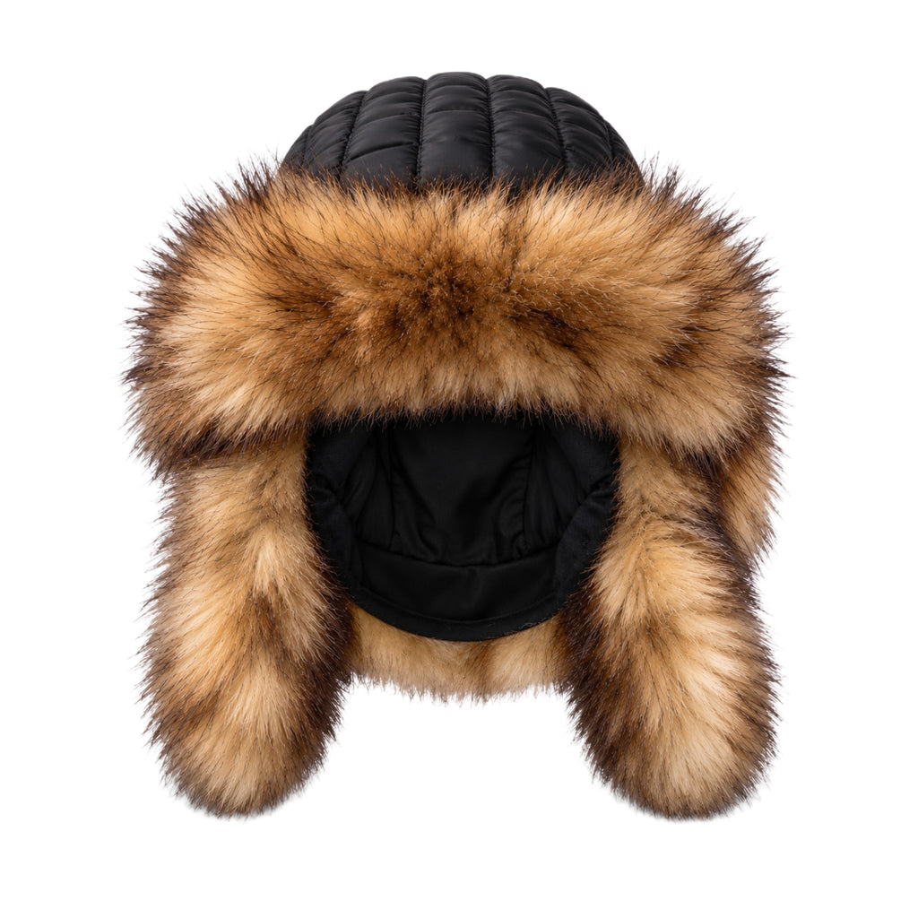 Polo Ralph Lauren Winter Stadium 1992 Earflap Hat Black Tan 2018 (USED)