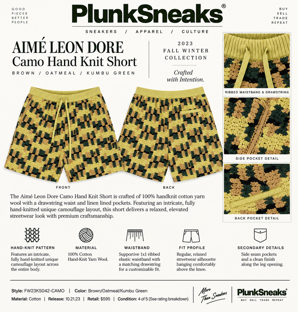 Aimé Leon Dore Wool Hand Knit Short Beige Green 2023 (USED)