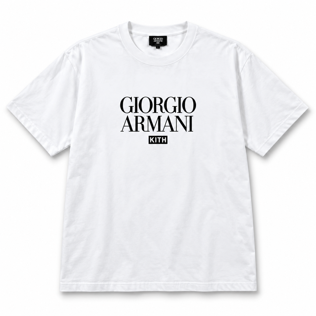 Kith Giorgio Armani Classic Script Logo Tee White 2024