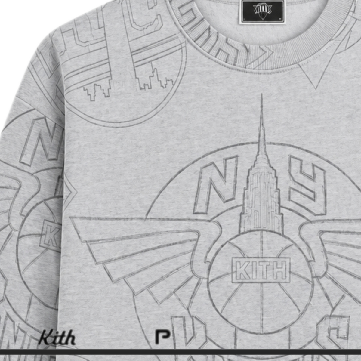 Kith for the New York Knicks Sketched Nelson Crewneck Light Heather Grey 2024