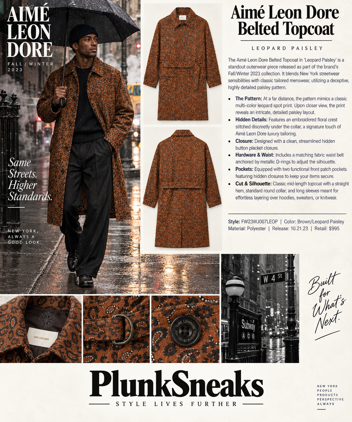 Aimé Leon Dore Belted Topcoat 'Leopard Paisley' 2023