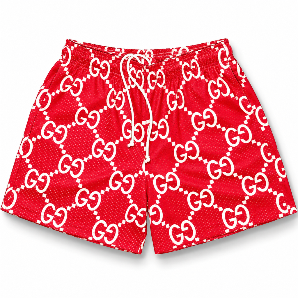Bravest Studios Gucci-Inspired Mesh Monogram Shorts Red 2021 (USED)